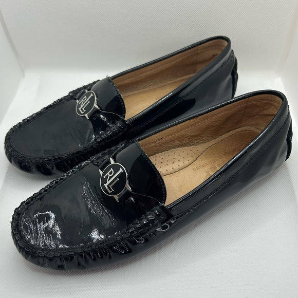 Ralph Lauren Shoes - Lauren Ralph Lauren Carley Slip-on Loafers Driving Style Black Patent Leather.